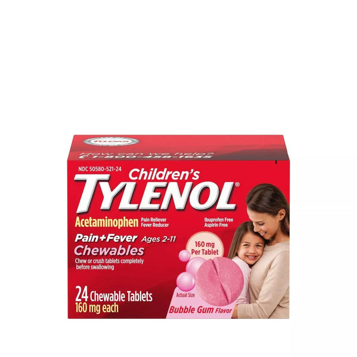 Tylenol Children's Pain + Fever Relief Chewables Bubble Gum - 24 Ct - Shop Home Med