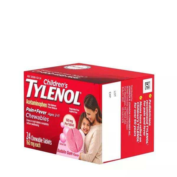 Tylenol Children's Pain + Fever Relief Chewables Bubble Gum - 24 Ct - Shop Home Med