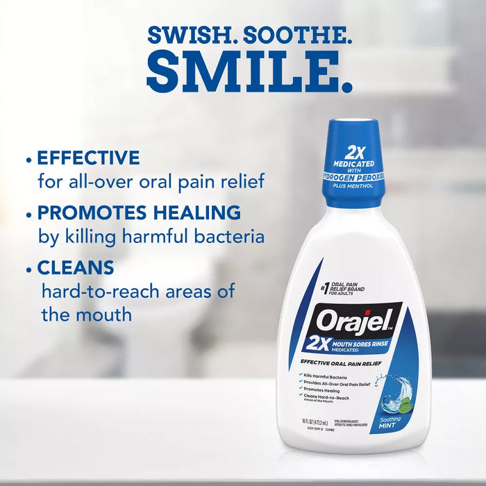 Orajel Antiseptic Mouth Sore Rinse Mint - 16 Oz