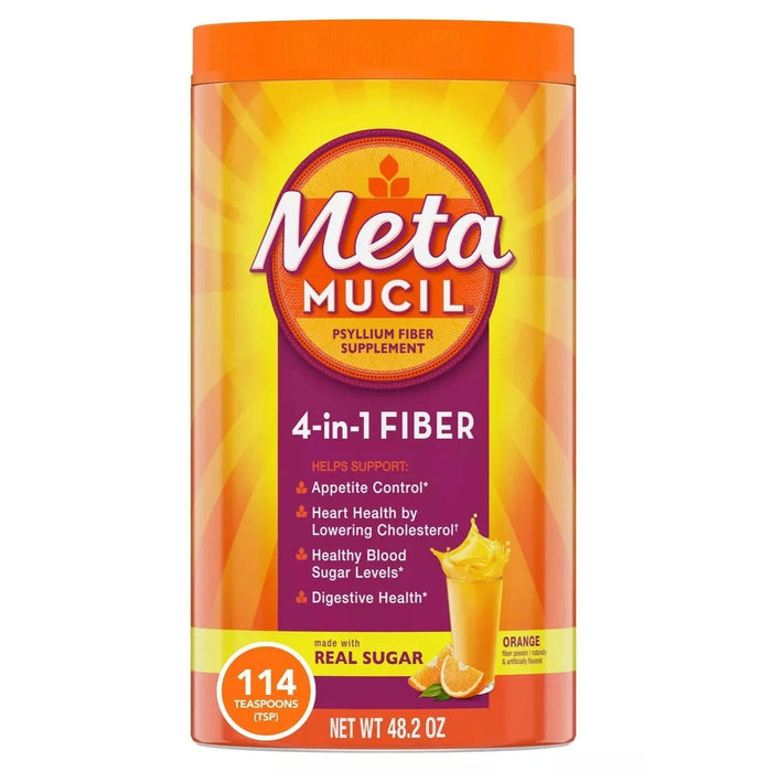 Metamucil Psyllium Fiber Supplement with Sugar Powder Orange