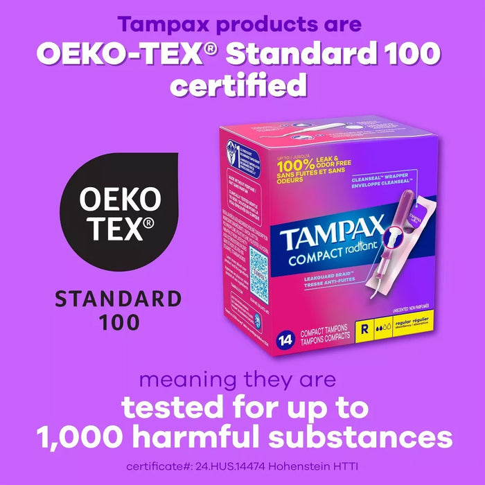 Tampax Compact Radiant Unscented Duopack Plastic Tampons