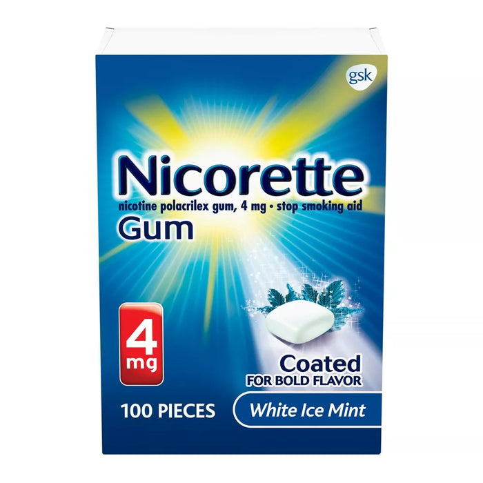 Nicorette Smoking Cessation Aid 4Mg Gum White Ice Mint - 100 Ct
