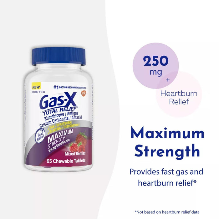 Gas-X Total Relief Chews Maximum Strength Gas Relief Mixed Berries - 30ct