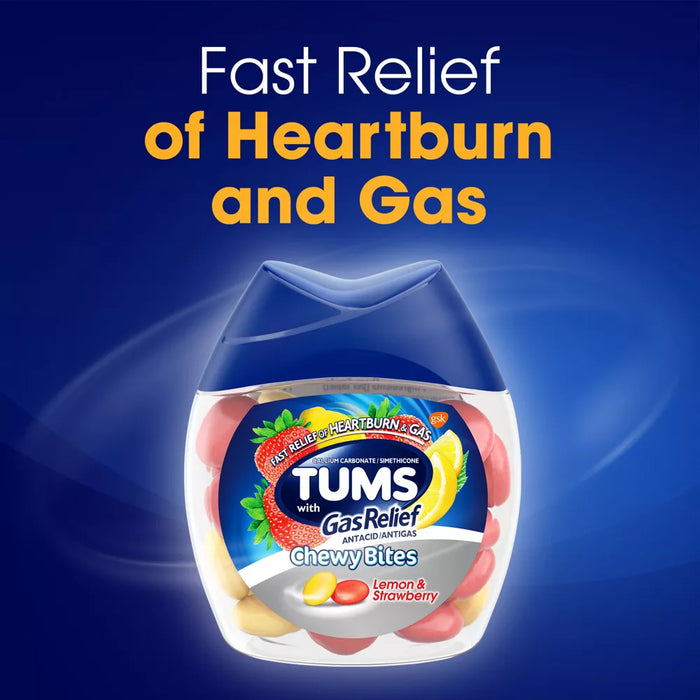 Tums Chewy Bites with Gas Relief - Lemon & Strawberry - 28 Ct