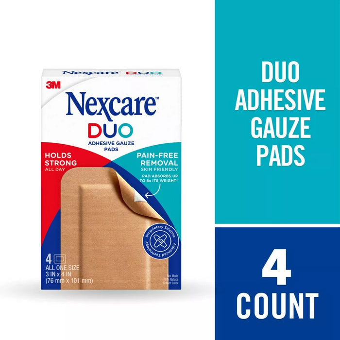 Nexcare Duo Adhesive Gauze Pads - 4ct