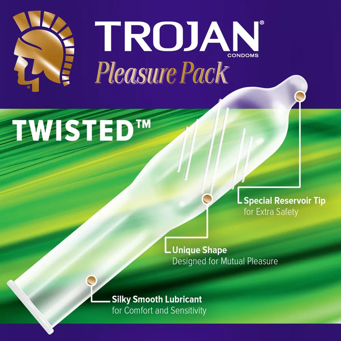 Trojan Pleasure Pack Lubricated Condoms - 12 Ct