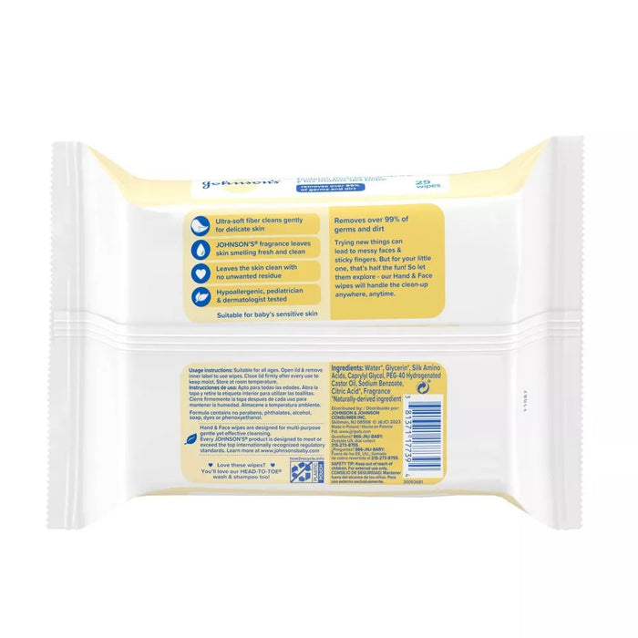 Johnson's Baby Disposable Hand & Face Cleansing Wipes - 25 Ct