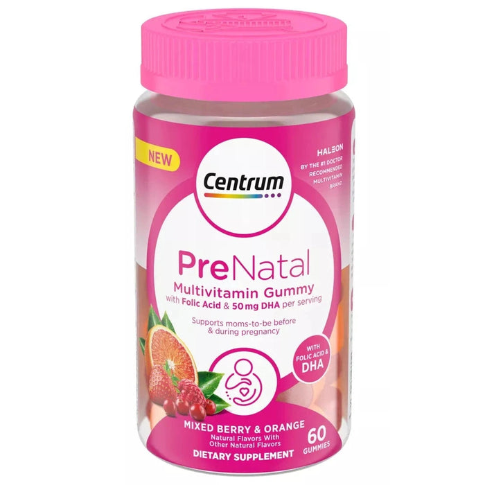 Centrum DHA and Folic Acid Prenatal Multivitamin Gummies Mixed Berry/Orange - 60ct