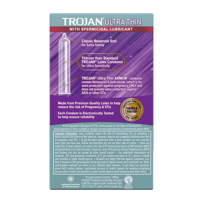 Trojan Sensitivity Ultra Thin Spermicidal Lube Condoms - 12ct