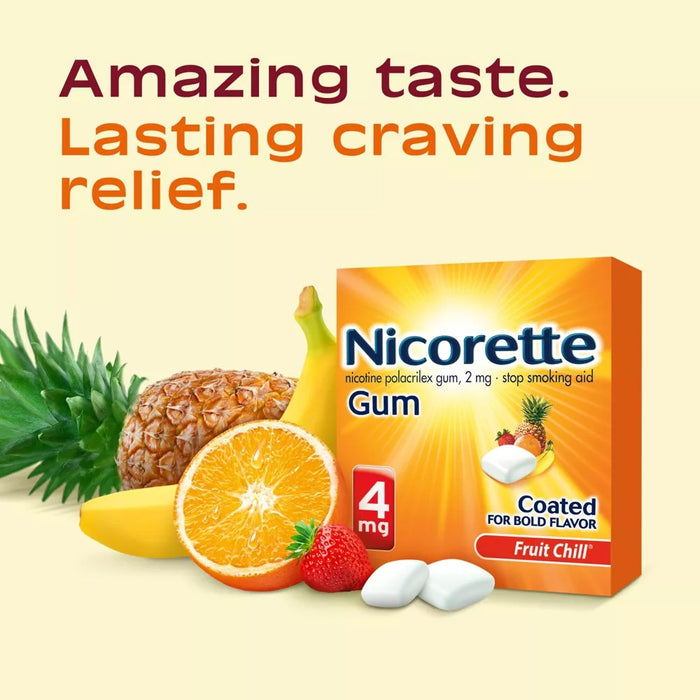 Nicorette 4mg Stop Smoking Aid Gum Fruit Chill - 20Ct