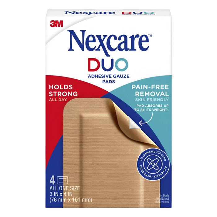 Nexcare Duo Adhesive Gauze Pads - 4ct