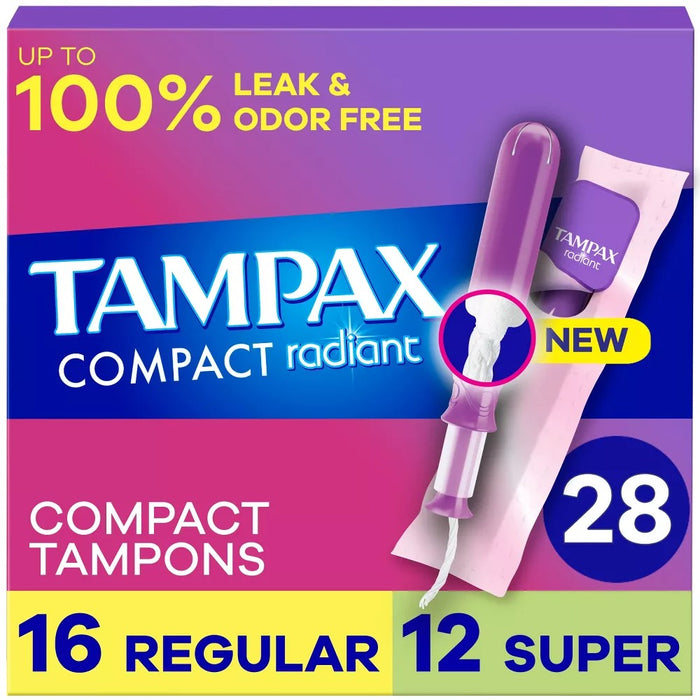 Tampax Compact Radiant Unscented Duopack Plastic Tampons