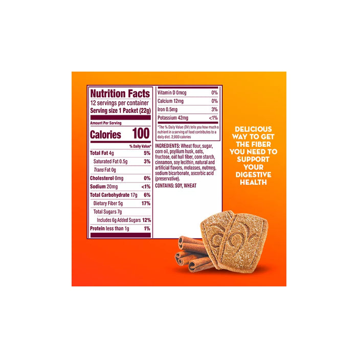 Metamucil Multi-grain Fiber Wafers  Cinnamon Spice - 12 Ct