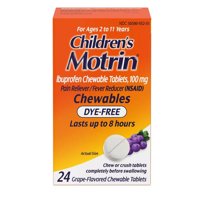 Motrin Children's Ibuprofen Chewables Pain & Fever Relief -24 Ct