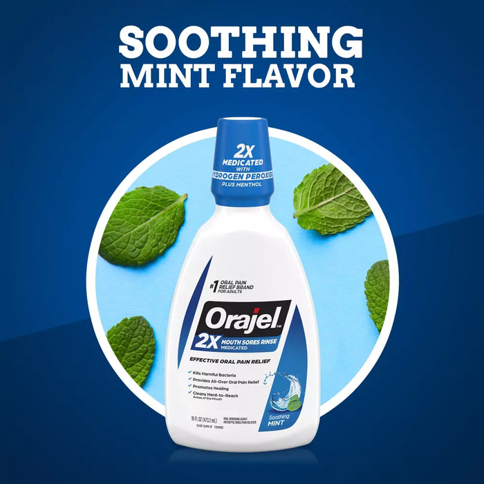 Orajel Antiseptic Mouth Sore Rinse Mint - 16 Oz