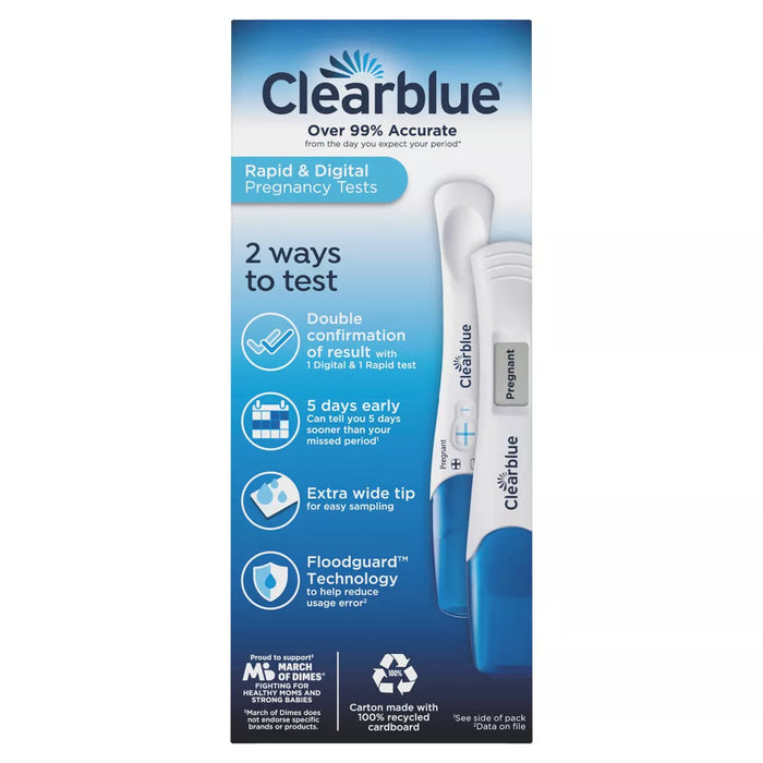 Clearblue Pregnancy Tests Combo Pack Digital & Rapid - 2 Ct