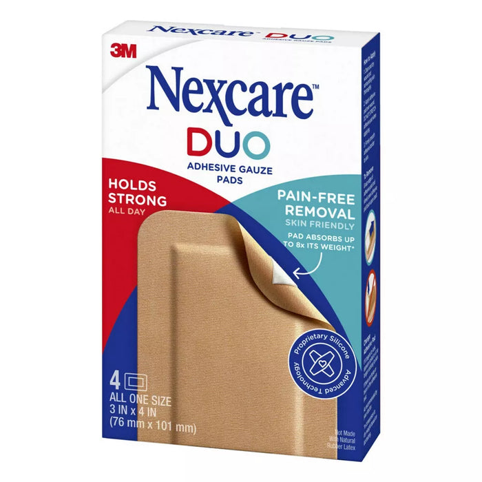 Nexcare Duo Adhesive Gauze Pads - 4ct