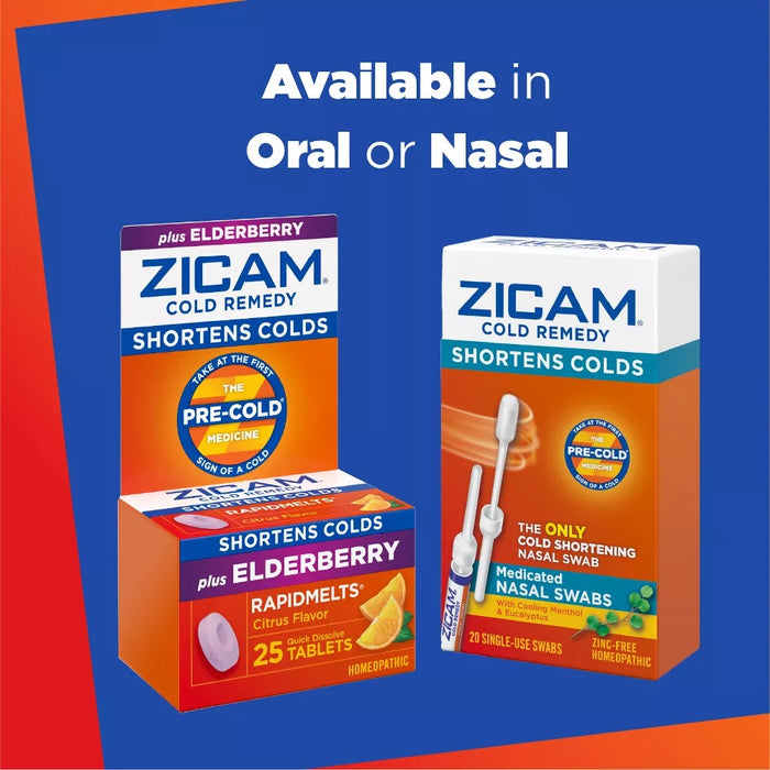 Zicam Cold Remedy Cold Shortening Medicated Nasal Swabs