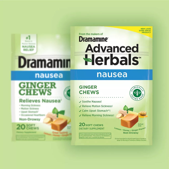 Dramamine Advanced Herbals Ginger Chews Nausea Relief