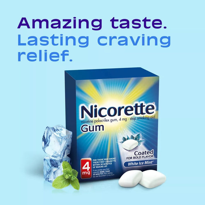 Nicorette 4mg Stop Smoking Aid Gum White Ice Mint - 20Ct