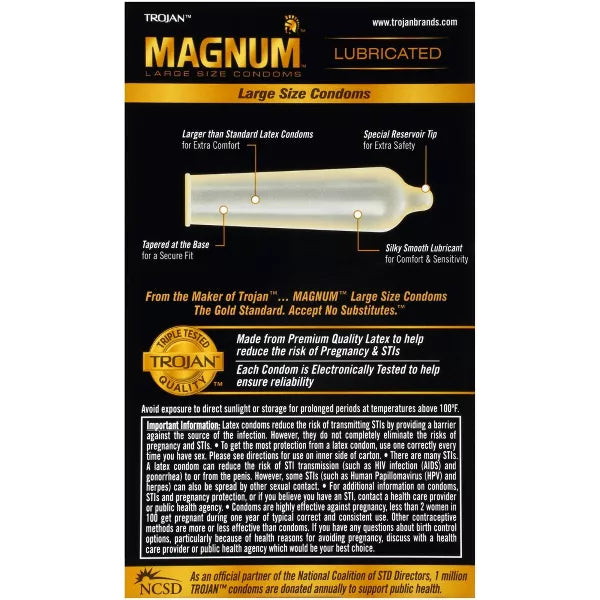 Trojan Magnum Large Size Lubricated Condoms - 12 Ct