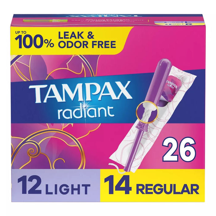 Tampax Radiant Compact Unscented Plastic Tampons