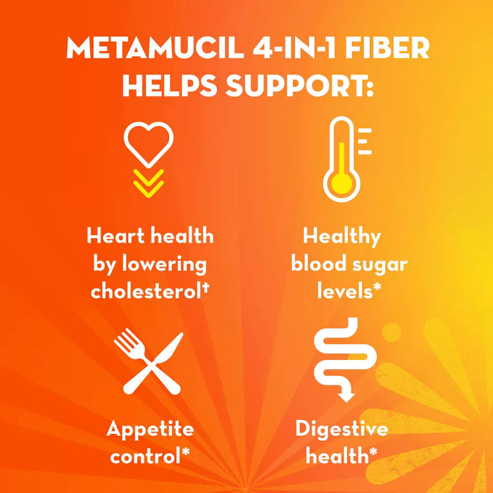 Metamucil Psyllium Fiber Supplement with Sugar Powder Orange