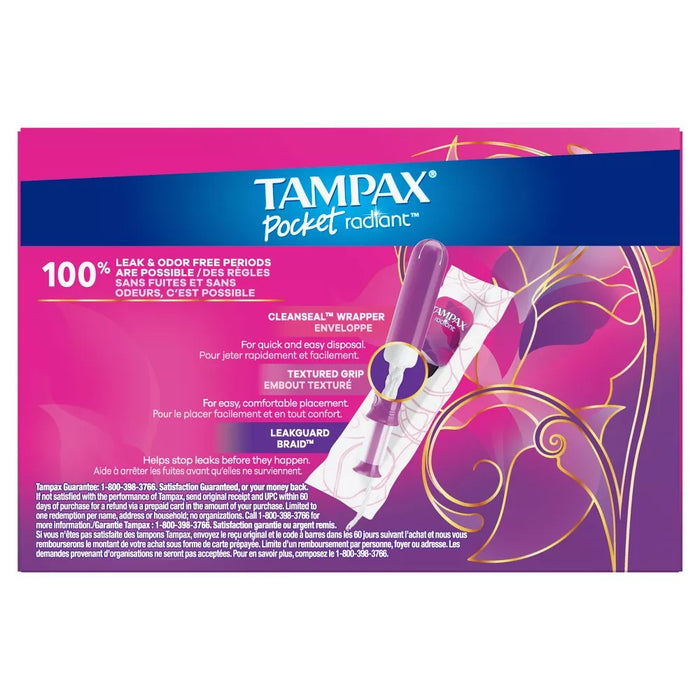 Tampax Pocket Radiant Compact Tampons Regular Super Absorbency - Unscented