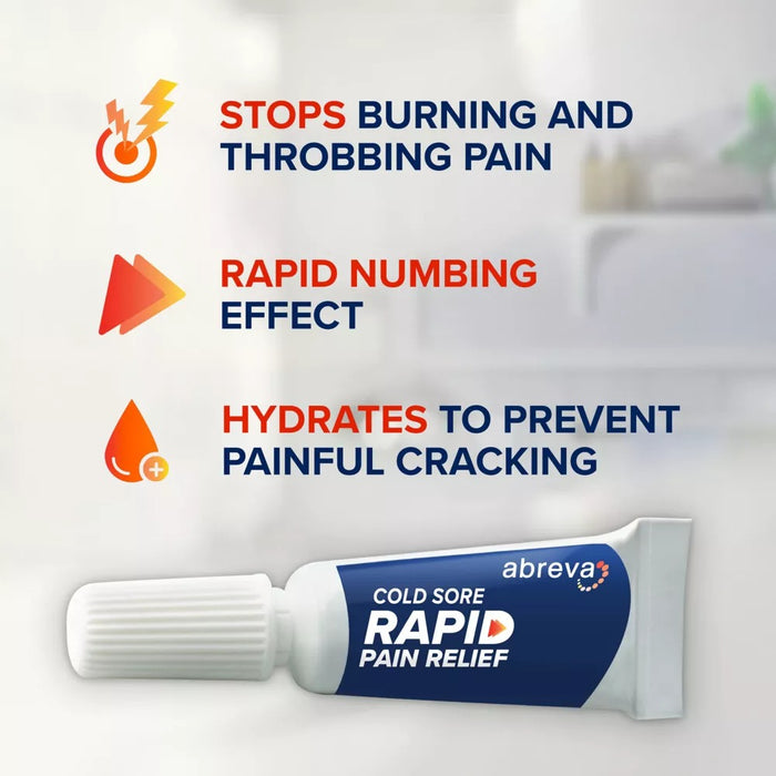 Abreva Cold Sore Treatment Rapid Pain Relief Gel - 0.10 oz