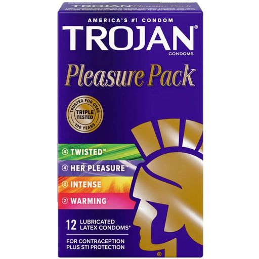 Trojan Pleasure Pack Lubricated Condoms - 12 Ct