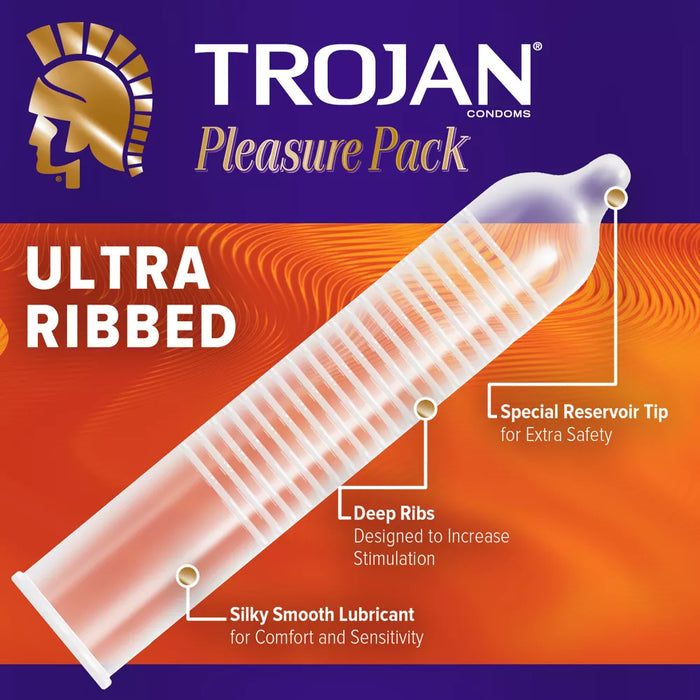 Trojan Pleasure Pack Lubricated Condoms - 12 Ct