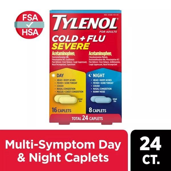 Tylenol Cold + Flu Severe Day & Night Acetaminophen Caplets - 24 Ct