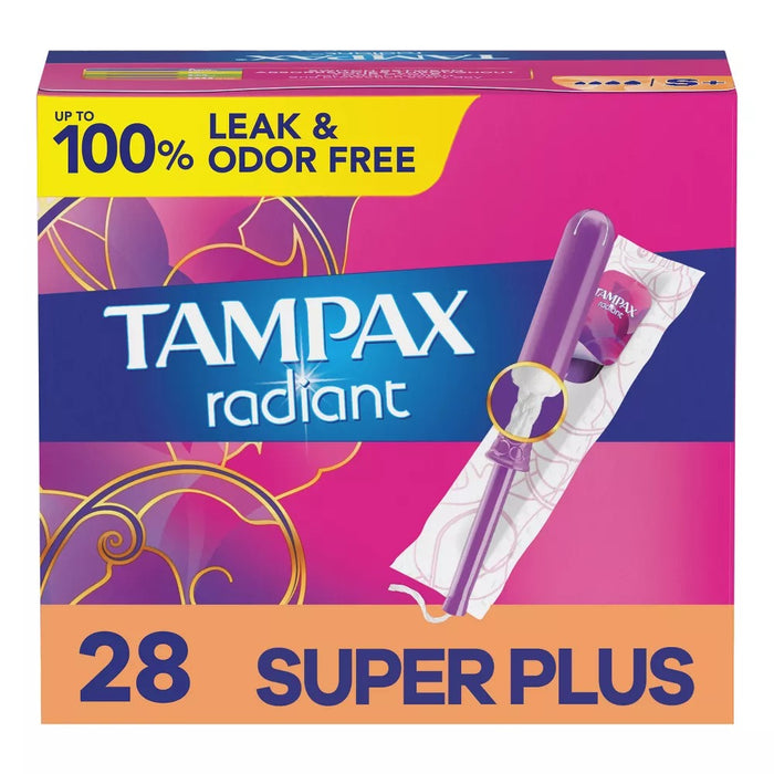 Tampax Radiant Compact Unscented Plastic Tampons