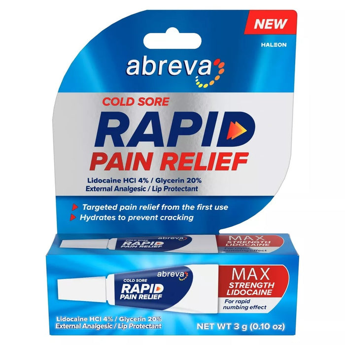 Abreva Cold Sore Treatment Rapid Pain Relief Gel - 0.10 oz