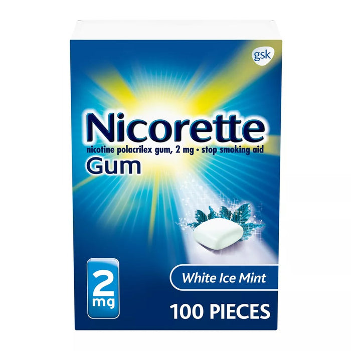 Nicorette Smoking Cessation Aid 2Mg Gum White Ice Mint - 100 Ct