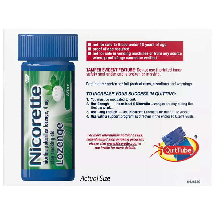Nicorette 4mg Mint Nicotine Polacrilex Lozenge - 144ct