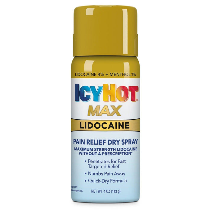 Icy Hot Max Strength Lidocaine Topical Pain Reliever Dry Spray - 4 Oz