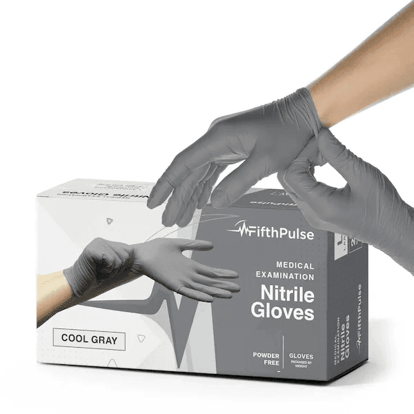 FifthPulse Cool Gray Disposable Nitrile Medical Gloves