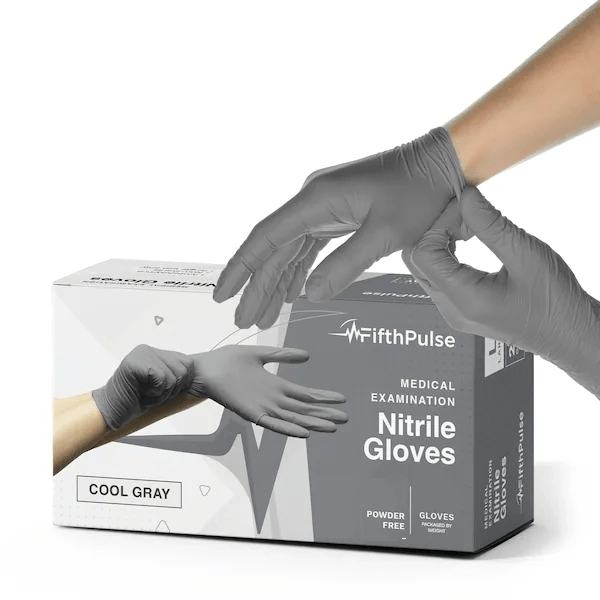 Guantes médicos desechables de nitrilo gris frío FifthPulse