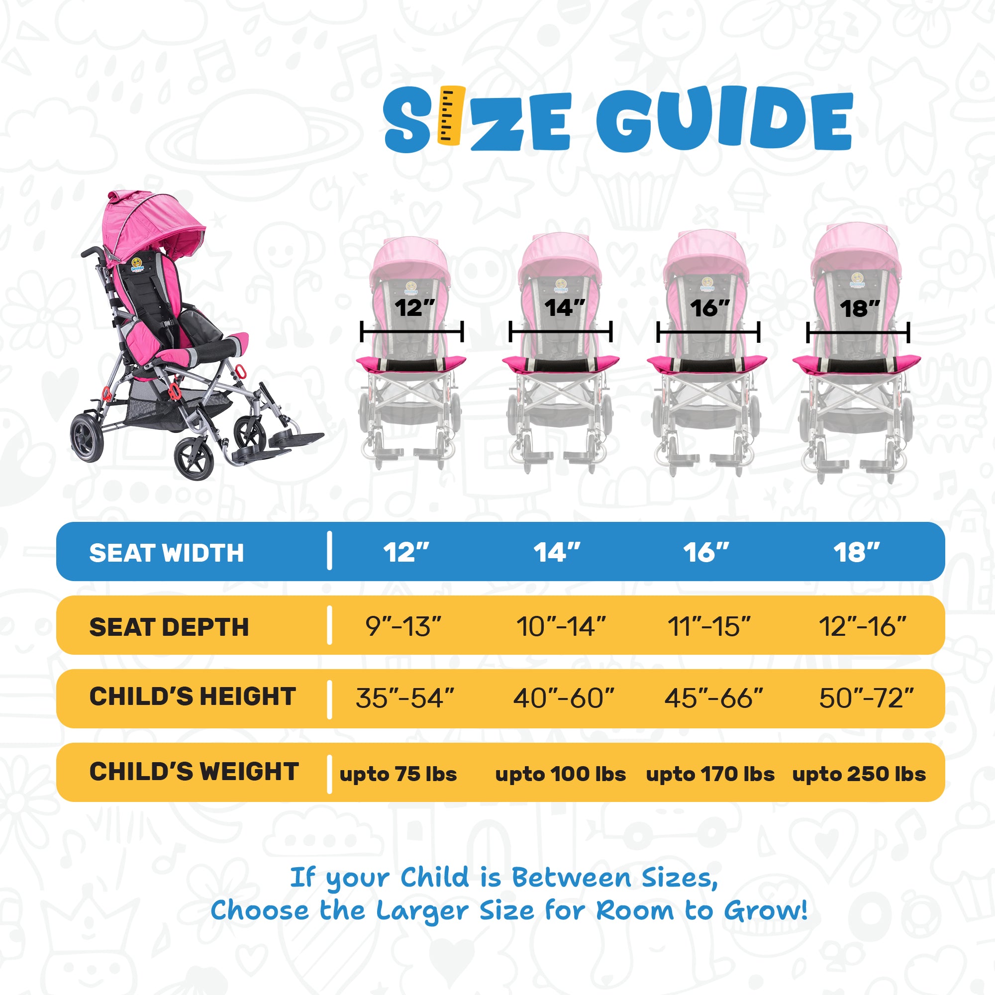 Cochecito pediátrico adaptable para necesidades especiales SMILEZ