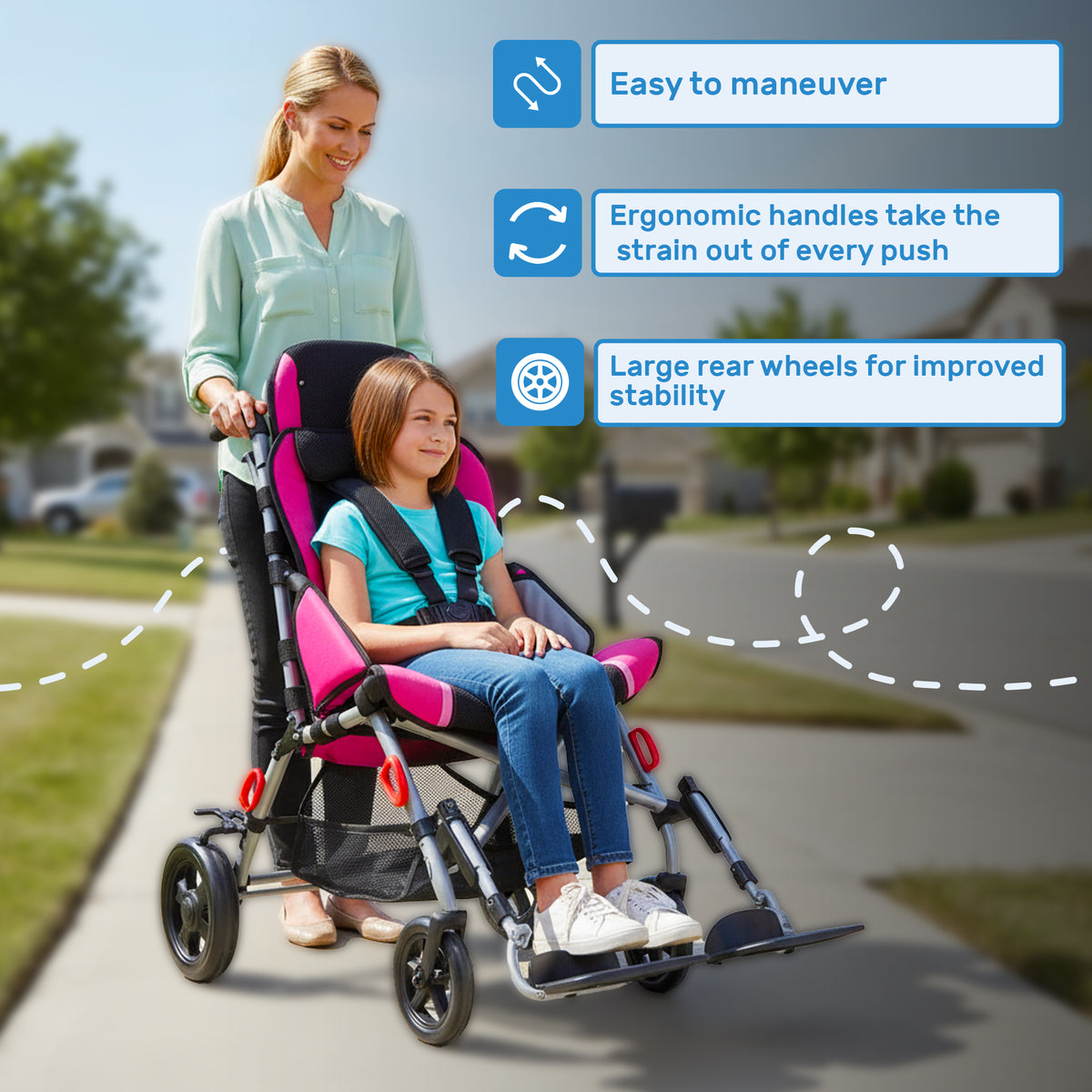 Cochecito pediátrico adaptable para necesidades especiales SMILEZ