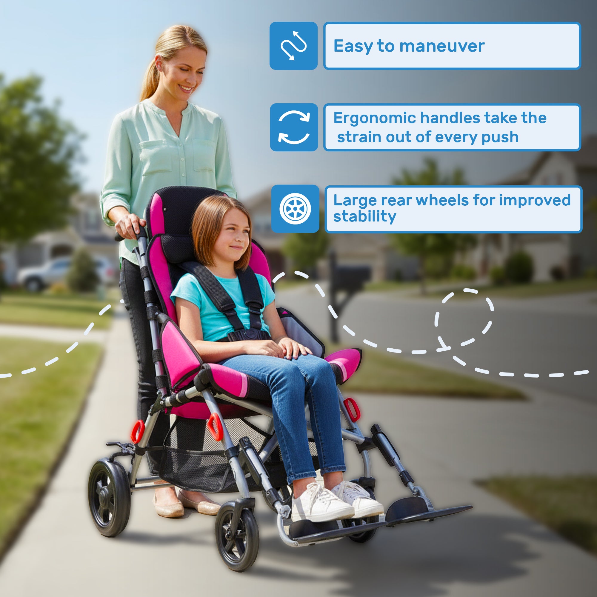 Cochecito pediátrico adaptable para necesidades especiales SMILEZ