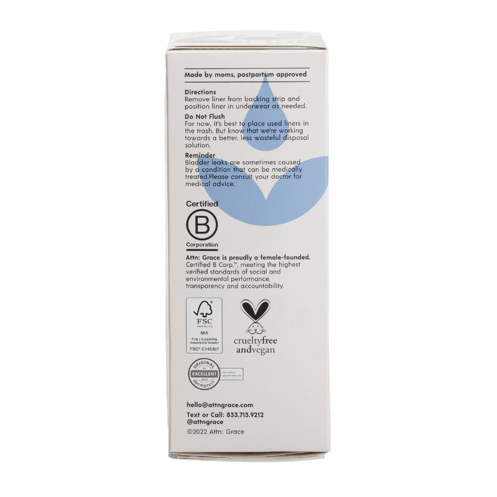 Attn Grace Incontinence Panty Liners with Breathable Top Sheet