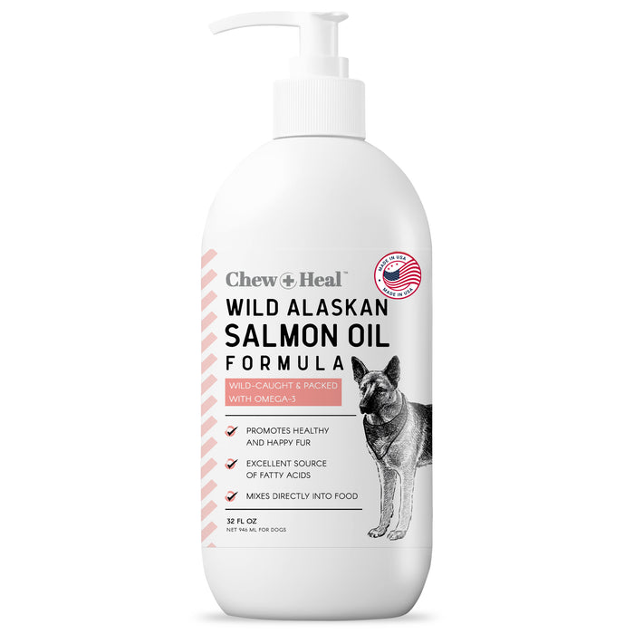 Chew + Heal Pure Wild Alaskan Salmon Oil for Dogs - Pump Cap Bottle