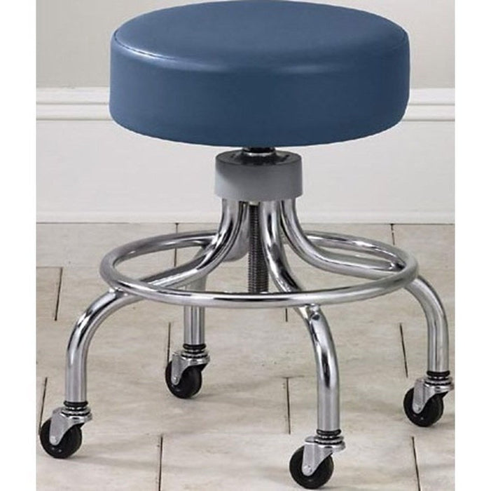 Clinton Chrome Base Stool with Round Foot Ring & Ball Bearing Casters