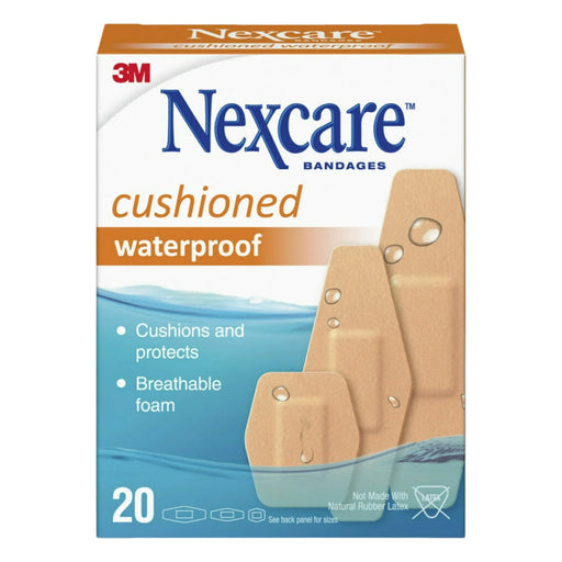 Nexcare Active Waterproof Cushioned Bandages Assorted Sizes - 20 Ct