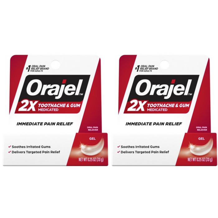 Orajel 2X Toothache and Gum Medicated Oral Pain Reliever Gel