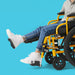 Yellow Wheelchair with leg up 