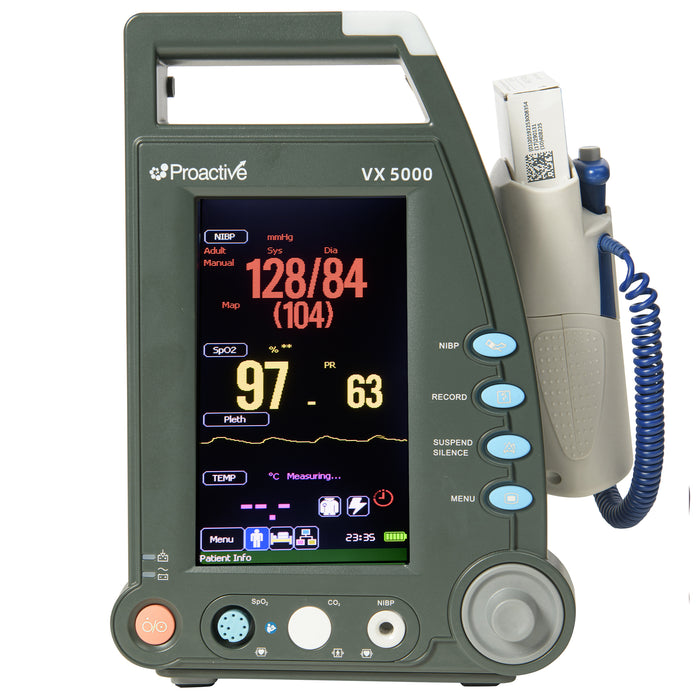 Proactive Medical Protekt VX 5000 Vital Signs Monitor with Stand - Basket & Wheels – NIBP - SpO2 - Pulse - Temperature