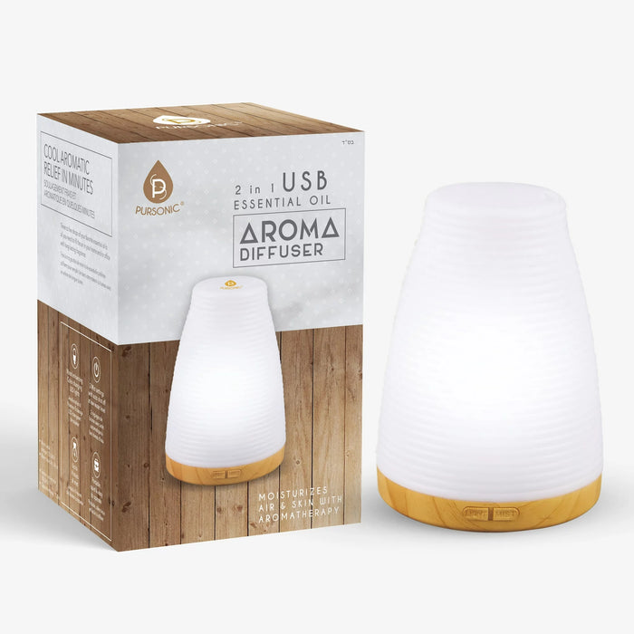 Pursonic 2-in-1 USB Aromatherapy Diffuser & Essential Oil Set: 300ml 7 Lights